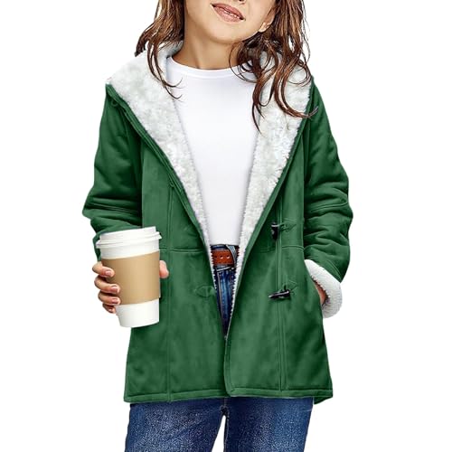 Girls Suede Fleece Lined Coats Long Sleeve Cute Hooded Jacket Keep Warm Winter Fall Hoodies 2025 Cute Duffle Coat2