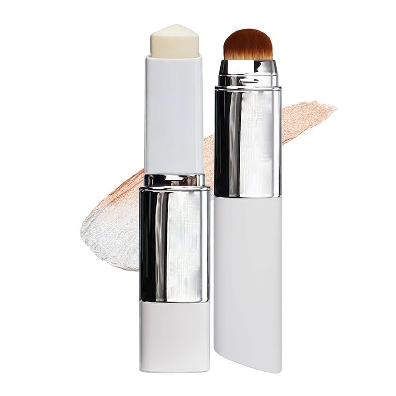 2 in 1 White Korean Color Changing Foundation Stick with Brush, Cover Cream Stick Foundation, Moisturizing Long-Lasting Hydration Makeup, Light Coverage Concealer, (01-Ivory White)
