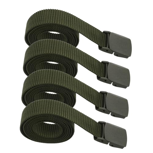 4pcs Tactical Nylon Web Belt for Men Adjustable No-Hole Design Heavy Duty Utility Belt for Camping Hiking and Outdoor Activities