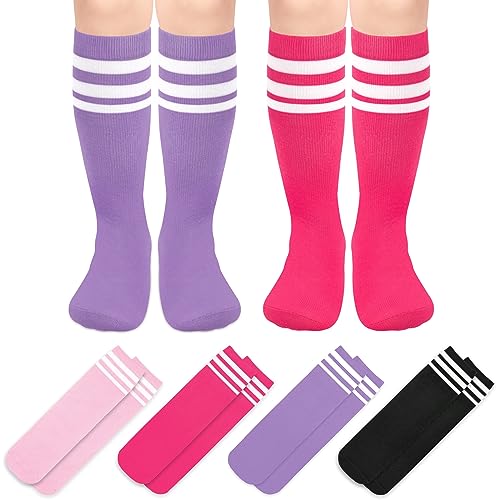 Olreco Girls Soccer Socks Kids Soccer Socks Kids 4-6 Soccer Socks Toddler Soccer Socks Youth Soccer Socks Girls Knee High Socks