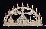 Grösse: B:66 x H:39 x T:6 cm Schwibbogen Lichterbogen Erzgebirge Seiffener Kirche innenbeleuchtet traditionelles Motiv Weihnachten Advent Dekoration