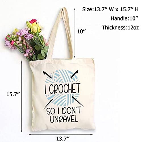 SAUIVD I Crochet So I Don't Unravel Canvas Tote Bag Crocheting Lover Reusable Handbags Women Funny Crocheter Yarn Gift4