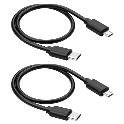 CQZYSM Lot de 2 câbles micro USB 0,5 m en noir, câble USB durable pour charge rapide et transfert de données, compatible USB-C vers Micro USB, smartphones, tablettes, accessoires
