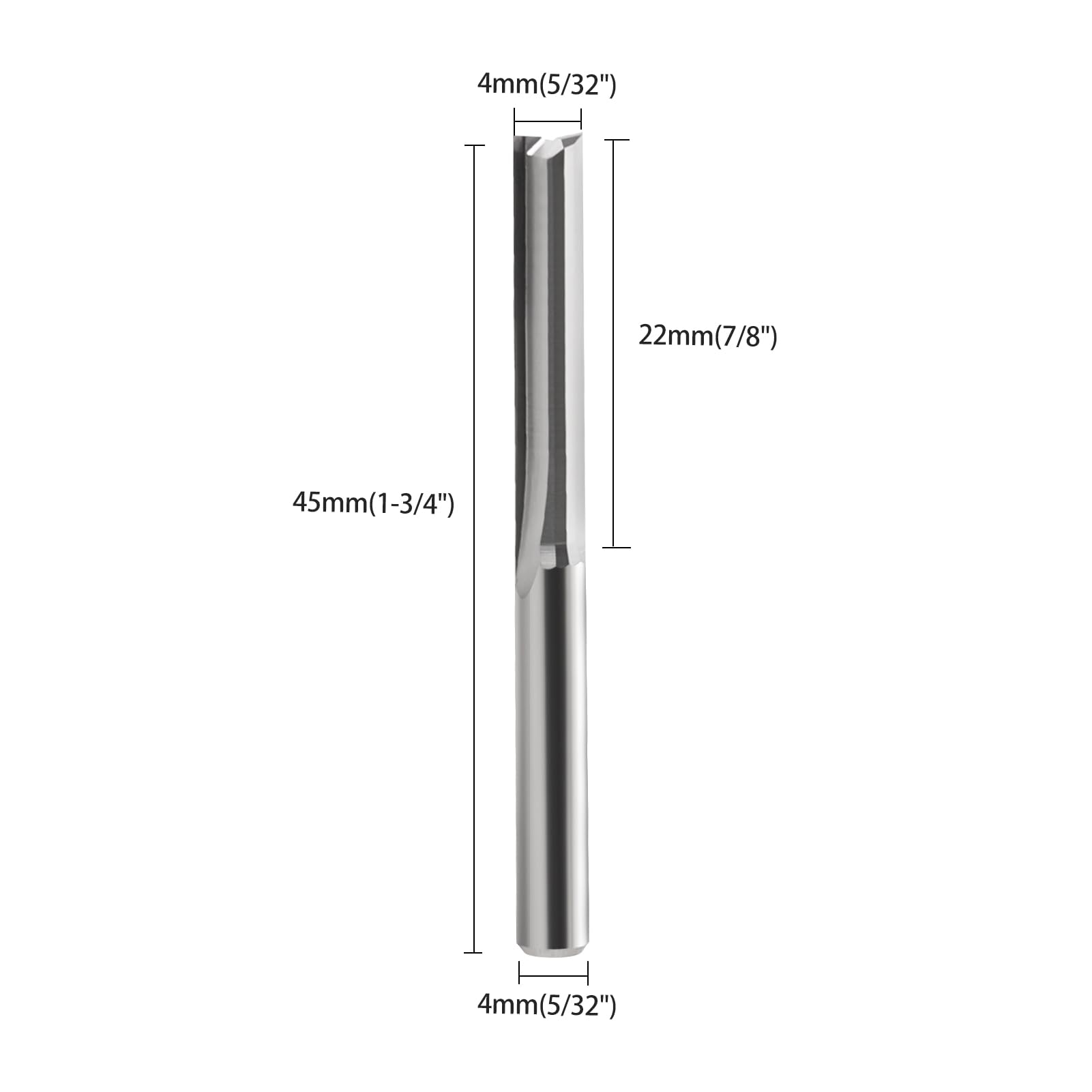 Fraise à queue CNC, fraise pour défonceuse, 2 flûtes, fraise droite, tige 4 mm, diamètre de coupe 4 mm, longueur de coupe 22 mm, fraise CNC pour plaque de densité, bois massif, contreplaqué