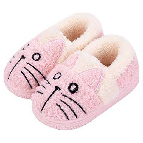 KVbabby Girls House Slippers Kids Plush House Shoes Boys Warm Cartoon Slippers Cute Animal Winter Indoor Slipper 11-12 M US Little kid = Label Size 200 Pink2 Cover