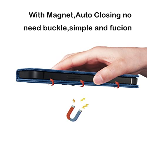 NanHou For iPhone 12 / iPhone 12 Pro Flip Cover PU Leather Magnetic Closure Kickstand Wallet Case Card Holder Shockproof Flip Cases - Royal blue