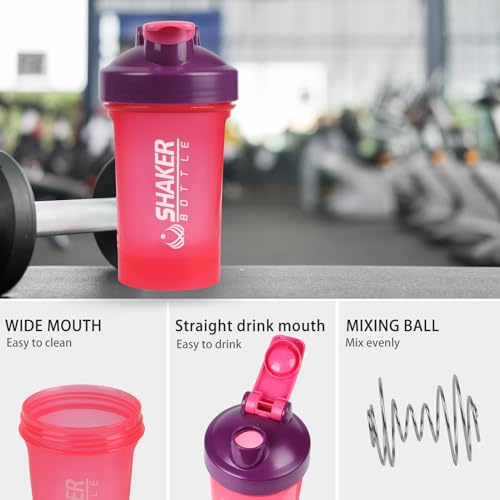 Shaker 400ml portable rose avec bouteille mélangeuse de 414ml