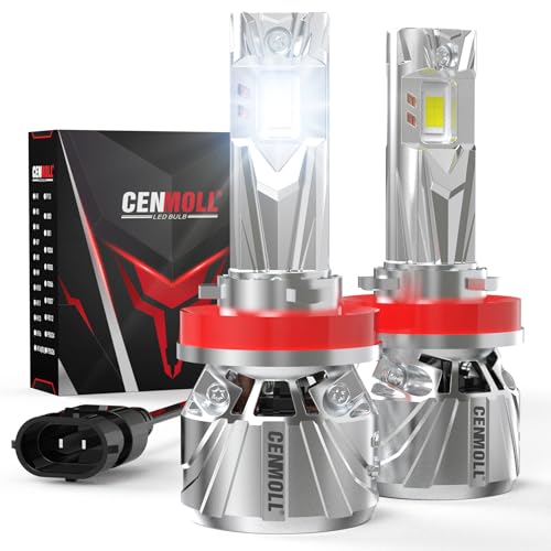 Cenmoll Bombilla H11 Led, 140W 36000LM 700% de brillo ángulo de haz ajustable de 360 grados, 6000K blanco frío Bombillas H11 H9 H8 Led Canbus 12V 24V controlador Canbus integrado Plug & Play, 1 par