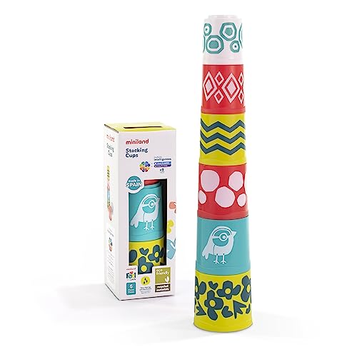 Miniland Stapelbecher für Babys recycelten und wiederverwertbaren Materialien. Kollektion Fell to Learn.