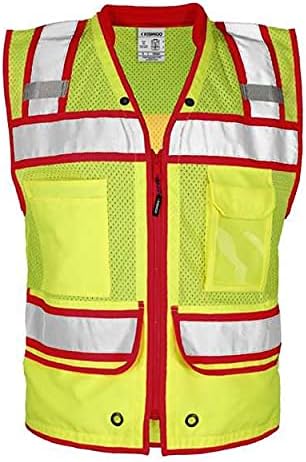 Kishigo Color Contrast High Performance Surveyors Vest L Lime/Red - S5043