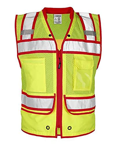 Kishigo Color Contrast High Performance Surveyors Vest L Lime/Red - S5043