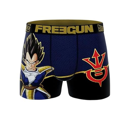 FREEGUN Calzoncillos de Hombre Dragon Ball Z | Estampado Vegeta con Cinturón Elástico Bordado | Calzoncillos Antirozaduras (FR/ES, Letras, M, Regular, Regular, Dragon Ball Z) | Ya disponible en tu tienda friki favorita! En mundofriki.es!