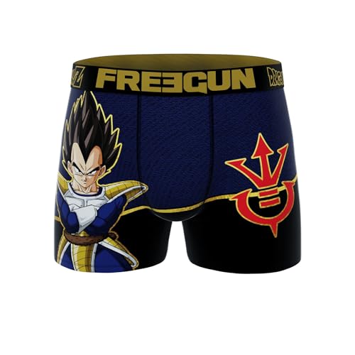 FREEGUN Calzoncillos de Hombre Dragon Ball Z | Estampado Vegeta con Cinturón Elástico Bordado | Calzoncillos Antirozaduras (FR/ES, Letras, XL, Regular, Regular, Dragon Ball Z)