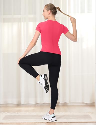 Image of MathCat Seamless Workout Tops for Women Short Sleeve Yoga Running Shirts,Breathable Athletic Compression Shirt Women XS-XL