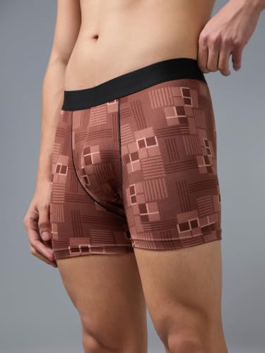 Image of TECHNOSPORT Men's Colorblock Trunks Underwear with ElastoLITE 4 Way Stretch Lightweight Breathable Moisture Wicking Soft Anti Odour Anti Microbial Comfort Fit Boxer Briefs Innerwear for Men