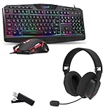 Redragon S101 Gaming Keyboard Mouse Combo and H888W Wireless Gaming Headset