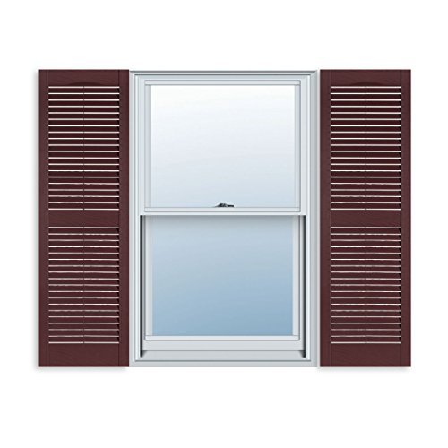 Exterior Solutions Standard Louver Exterior Vinyl Shutter, Burgundy (Pair), 15 Inch x 63 Inch