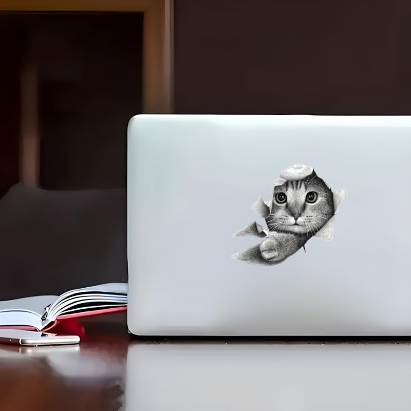 3D Peek-a-Boo Cat Stickers 5.5-Inch 2-Pack, Glossy Vinyl Car Stickers Car Decals, Easy Self-Adhesive Bumper Stickers, Durable Decals for Vehicles, Laptops, Walls - Image 7