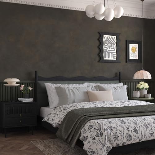 JSEVEM 16"×354" Thick Darker Charcoal Tan Grey Rusty Concrete Wal...