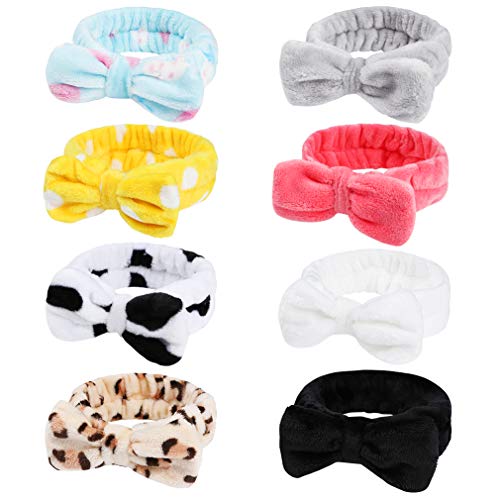 8 Pack Spa Headband, Coral Fleece Makeup Headband Cosmetic Headband for