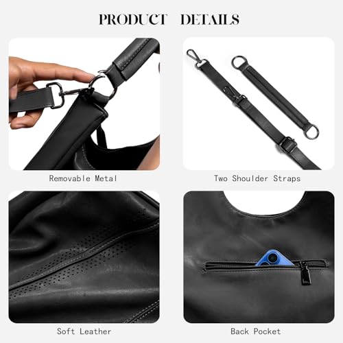 Image of Hobo Shoulder Bag Soft Leather Tote Purse with Adjustable Crossbody Strap Handbag for Work, Travel and Daily Use