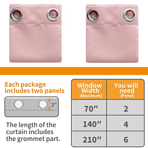 Image of YoungsTex Light Pink Room Darkening Curtains 63 Inches Long for Kids Girl Bedroom - Thermal Insulated with Grommet Blackout Window Drapes Privacy for Nursery Living Room, 2 Panels, 52 x 63 Inch