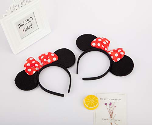 Image of FANYITY Mouse Ears Headbands Sequin Hair Band for Girls Women Boys Party, 2 Pieces (RED DOT)