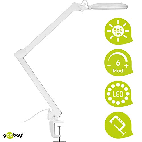 Goobay LED dimmbare Lupenleuchte, 1-9W; 127mm Glaslinse, 1,75x Vergrößerung, 3 Dioptrien, 860 Lumen – Bild 3