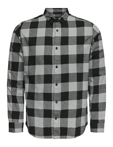 Only & Sons NOS Onsgudmund LS Checked Shirt Noos Camicia, Grigio (Griffin...