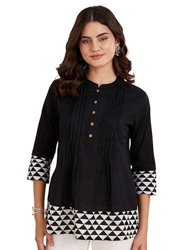 Image of Amazon Brand - Myx Women Cotton Printed A-line Short Kurti (Available in Plus Sizes)