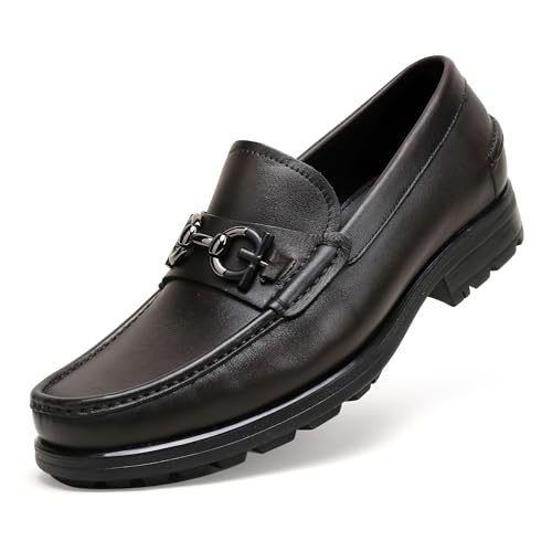 Image of Formal Dress Shoes for Men, Premium Buckle Moc-Toe Business Shoes Casual Slip-on Penny Loafer