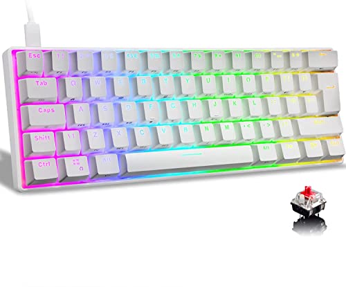 メカニカル、UK配列、61キーキーボード、MK21有線キーボード、LEDバックライト、バックライトカスタマイズ可能、RGB、USB接続、エルゴノミック、防水ゲームキーボード 、完全なアンチゴーストボタン、キーキャップ取り外し可能、ゲーマーやタイピストに最適