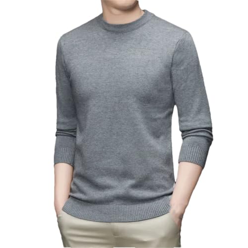 Men’S Round Neck Long Sleeve Solid Color Sweater Soft Warm Comfortable Casual Autumn Winter Pullover