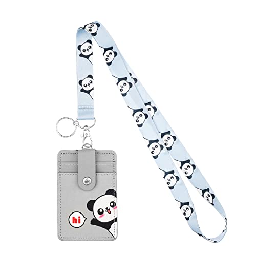 Image of Cute Credit Card Case Neck Pouch ID Badge Holder Lanyard Wallet with Cartoon Image Keychain for Students Teens Boys Girls Women
