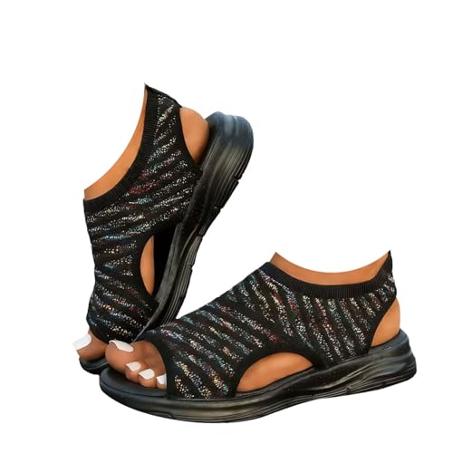 Genérico Sandalias Doradas Mujer Comodas Moda Zapatos Punta Abierta Cuña Lavable Sandalias Mujer Verano Deportivas Sandalia Trekking Zapatos Ortopedicas