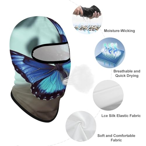 Balaclava para Hombres Máscara de Esquí Azul Mariposa para Invierno Cubrebocas para Ciclismo miniatura 3
