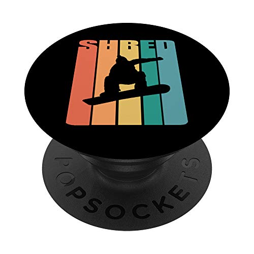 Snowboard Retro 70s Picture Silhouette Fun Gift Snowboarding PopSockets PopGrip:...