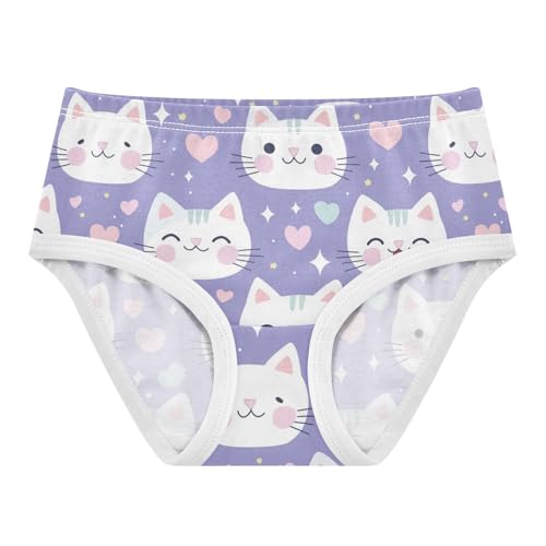 Wusikd Cute Cats Girls' Underwear Cotton Hearts Girls Briefs Soft Toddler Underwear 2T