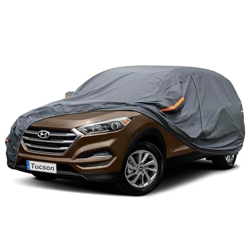 Premium Car Cover Custom Fit Hyundai Tucson (2004-2025), 16 Layers Heavy Duty Car Cover Waterproof All Weather with Zipper Door for Sun Rain Snow Dust
