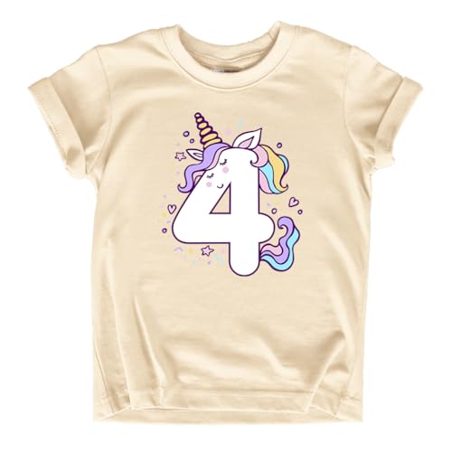 Image of Unicorn 4th Birthday Shirts for Toddler Girls Outfit 4 Year Old Fourth Four Shirt