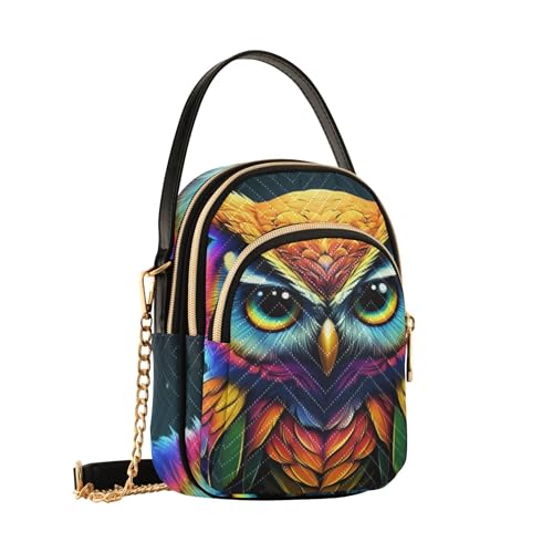 Cool Colorful Owl Black Women's Shoulder Purses Decorative Chain Wallet Cell Phone Purse Quilted Zipper Lady Bowler Satchel2