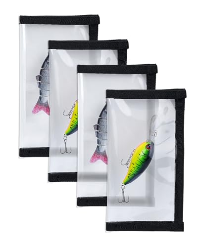 UCEC Fishing Hook Covers, Fishing Lure Wraps, Keeps Fishing Safe, Premium Clear Puncture-Resistant PVC Easily See Lures Fishing Lure Covers Bait Storage 4 Medium 7.09" L x 3.94" W (4PCS 4M)