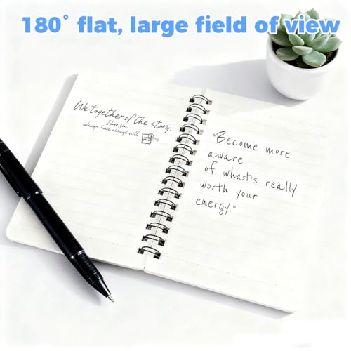 4 Stück Notizbuch Liniert A6, 14×10cm Spirale Notizblock, 50 Blatt/100 Seiten Pro Block, Klein Journal Notizbuch Mit Horizontale Linienführung, Schwarzer Rindslederbezug Notizblöcke für Büro Schule