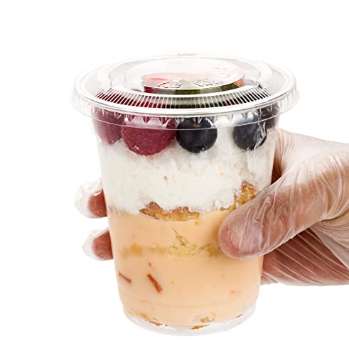 Image of Golden Apple, Cup series 12oz-50sets, clear cup + Flat lids No hole, BPA Free(50Cups+50Lids)