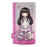 Billetero Gorjuss con diseño de la muñeca Tall Tails con tonalidades lila, rosa y gris piedra