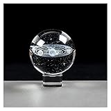 Tamaño: 60mm, 80mm. PSWK 60mm / 80 mm 3D láser grabado Galaxy Crystal Ball Miniatura Modelo de cristal Craft Sphere Ornament Globe Glass Decoración for el hogar Regalo ( Color : New ball and crystal , Size : 80mm )