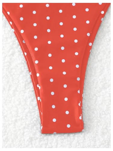 Image of SOLY HUX Women's Polka Dots Print Bathing Suit Halter Triangle Tie Side Bikini Sets Two Piece Swimsuit