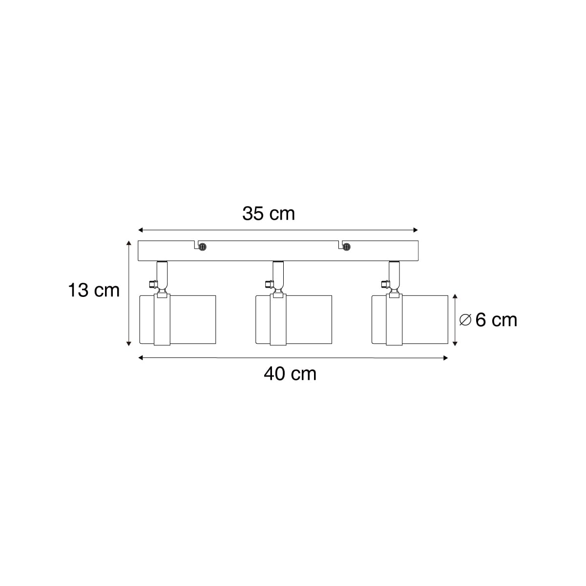 Qazqa foco ajustable 3 luces negro rectangular 40 cm Gianni