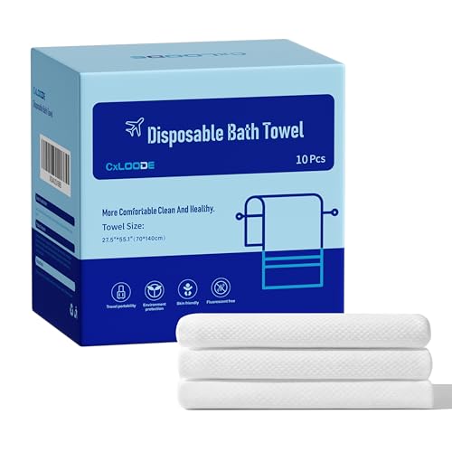 Image of Disposable Bath Towels, Large Disposable Towel Tablets Disposable Towels Portable Thick Paper Towel Reusable Suitable for Hiking Camping Sports Swimming and Traveling, 55.1 x 27.5 Inches 10 PCS