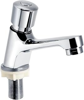 Grifo Temporizador con Retardo 4-6 Segundos,Grifo de Lavabo Cromado con Cierre Automático de Rosca G1/2,para Baño Público Ktchen